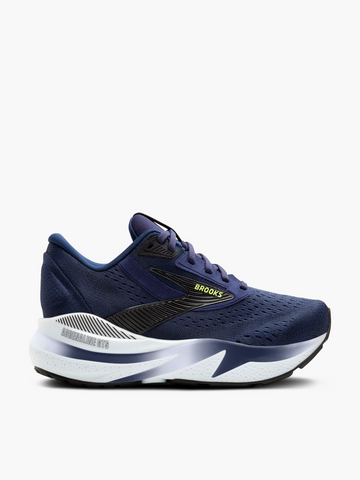 the zayaan-Navy running shoe with white sole on a light gray background