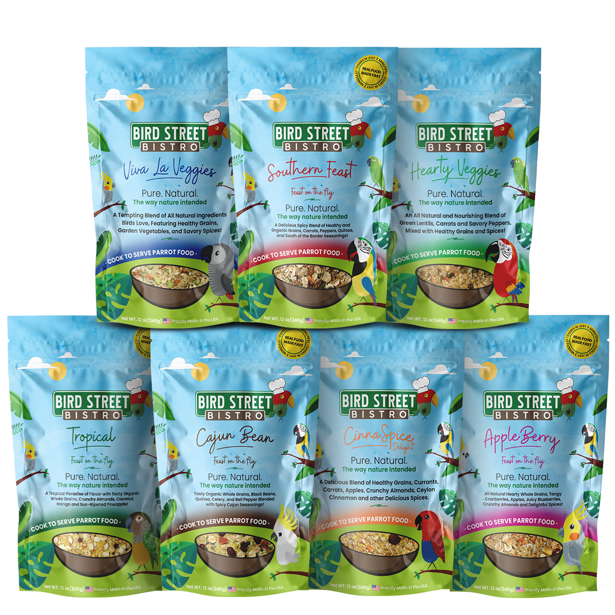 Premium bird food variety pack for parrots from The Zayaan
