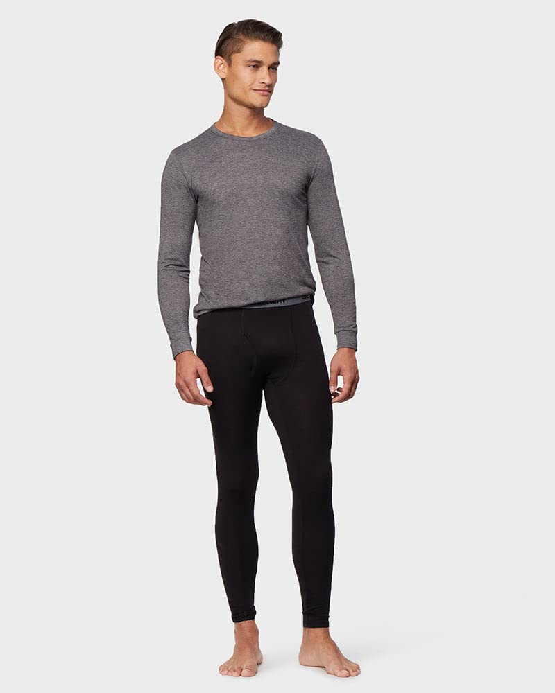 Men’s lightweight baselayer leggings in black with fitted design, 4-way stretch, moisture-wicking fabric, and elastic waistband by The Zayaan
