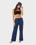 Women’s cool sleep pant in inky indigo with relaxed fit, breathable fabric, and elastic waistband by The Zayaan

