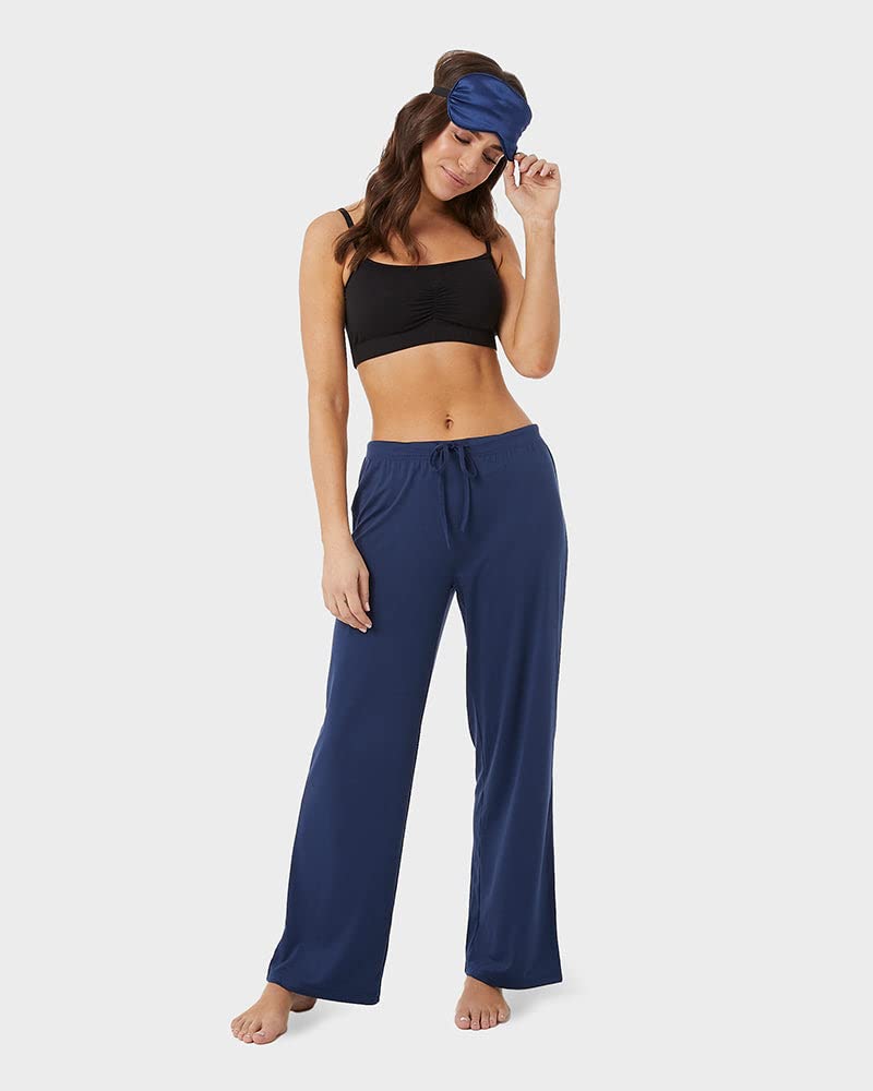 Women’s cool sleep pant in inky indigo with relaxed fit, breathable fabric, and elastic waistband by The Zayaan
