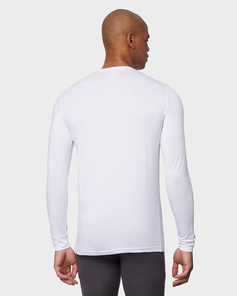 Men’s lightweight baselayer crew top in white with fitted design, thermal fabric, and 4-way stretch by The Zayaan
