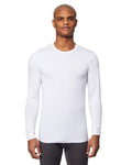 Men’s lightweight baselayer crew top in white with fitted design, thermal fabric, and 4-way stretch by The Zayaan
