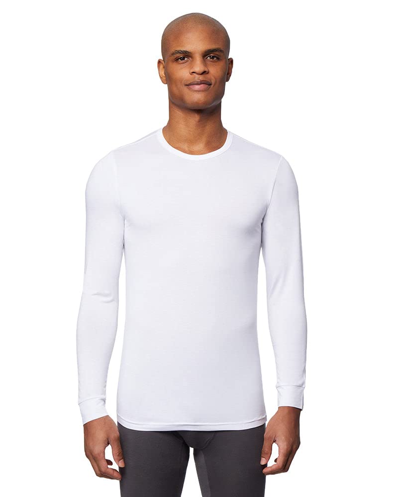 Men’s lightweight baselayer crew top in white with fitted design, thermal fabric, and 4-way stretch by The Zayaan
