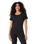 Women’s cool fitted t-shirt in black with moisture-wicking, stretch fabric by The Zayaan
