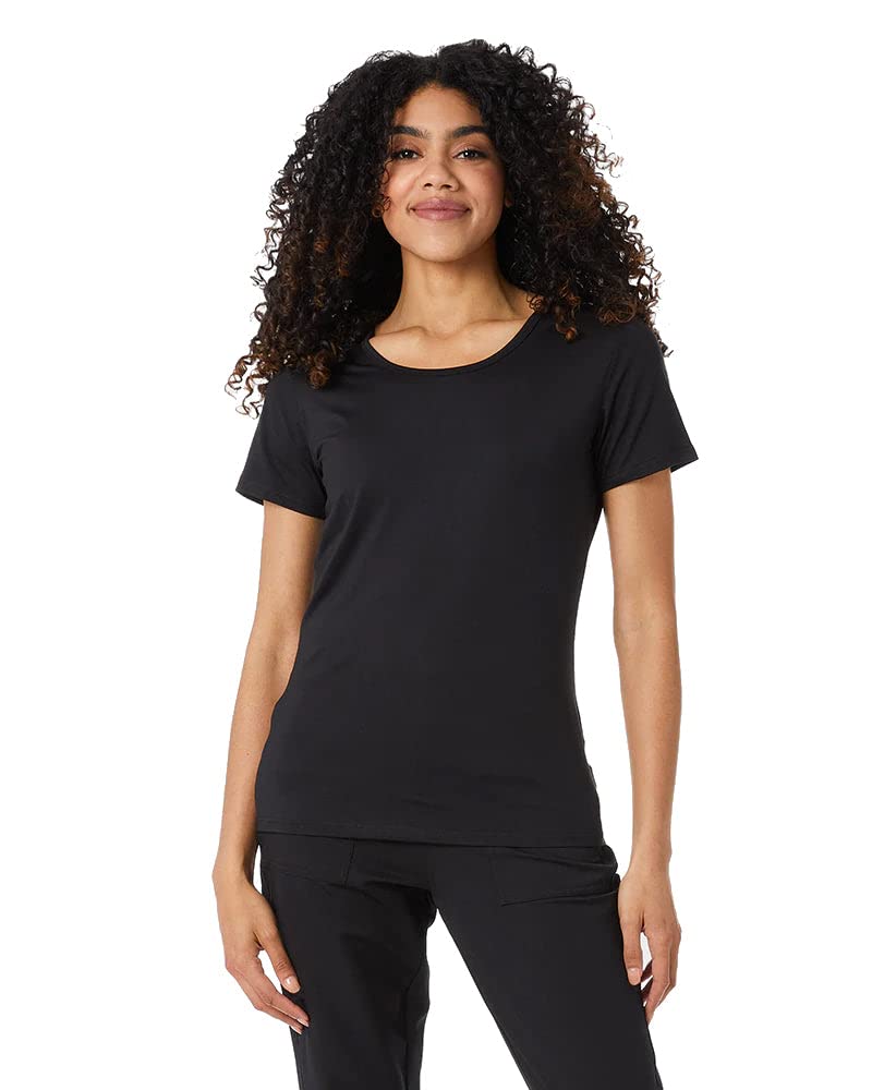 Women’s cool fitted t-shirt in black with moisture-wicking, stretch fabric by The Zayaan
