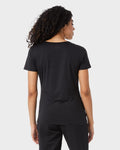 Women’s cool fitted t-shirt in black with moisture-wicking, stretch fabric by The Zayaan
