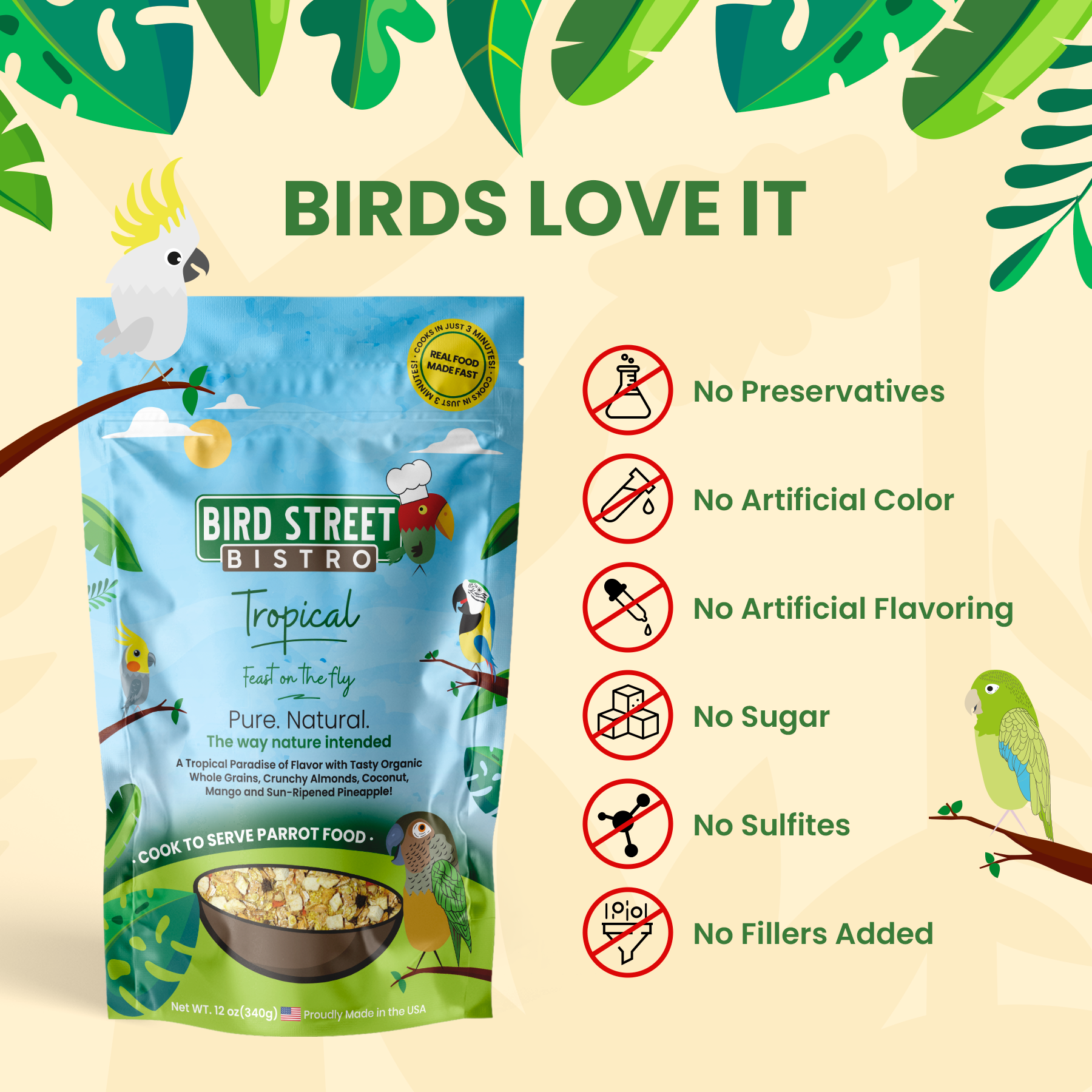 Premium bird food variety pack for parrots from The Zayaan