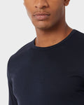 Men’s lightweight baselayer crew top in stormy night with fitted, moisture-wicking, and thermal stretch fabric by The Zayaan
