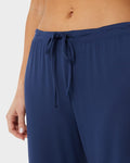 Women’s cool sleep pant in inky indigo with relaxed fit, breathable fabric, and elastic waistband by The Zayaan
