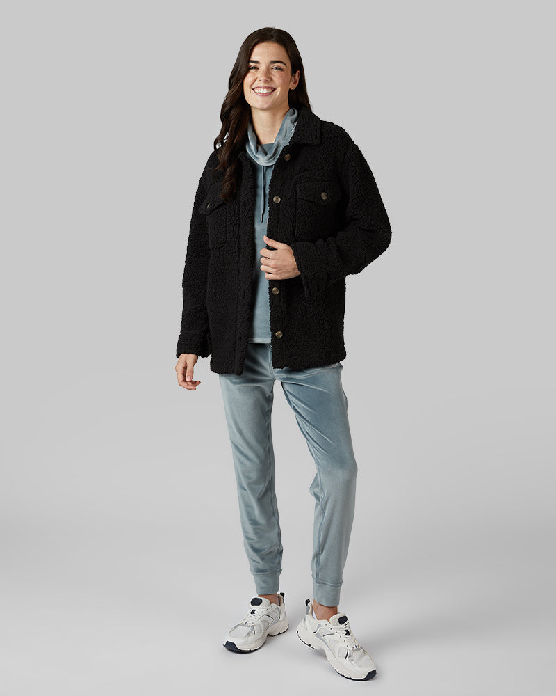 32 degrees women's cozy sherpa shirt jacket