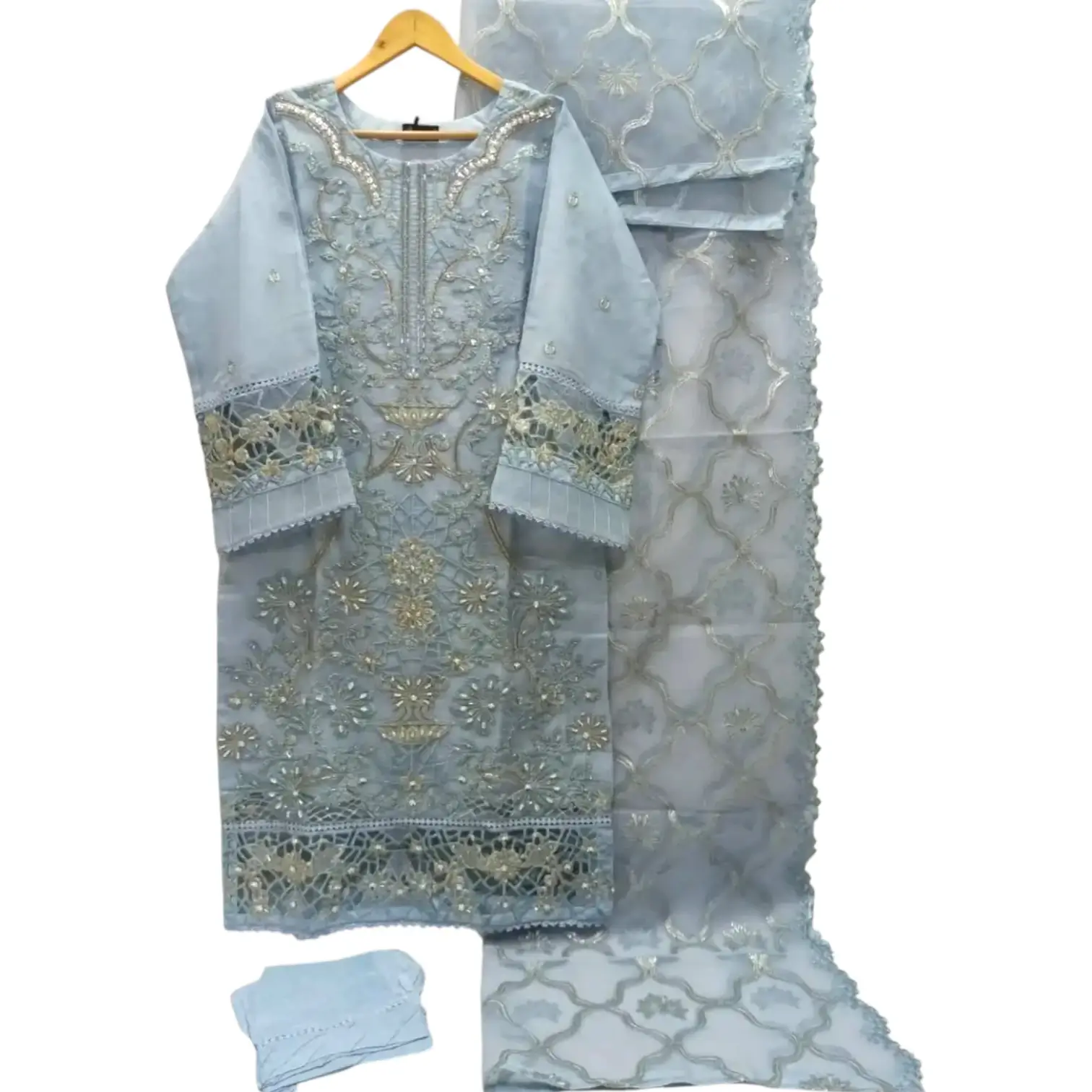 Ambreen Luxury Embroidered Organza Pakistani Dress stitched 3 Piece - Image 5