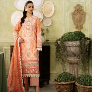 Roheenaz Flora Printed Lawn - Cascade