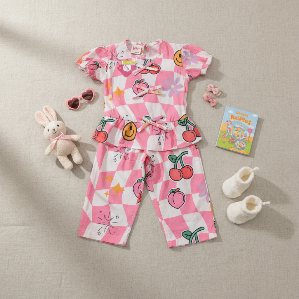 Girls Popcorn Fabric Co-ord Set - Image 4
